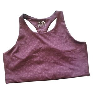 MNY Sports Bra Top - Purple Leopard Print - Womens Size Large